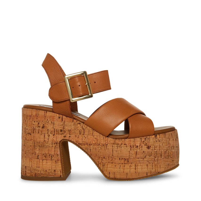 Sandalias de Plataforma Steve Madden Palmer Cuero Mujer Marrones | ES ZP1438